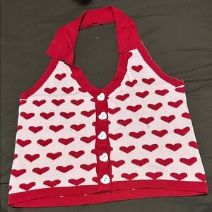 Red and Pink Heart Halter Top